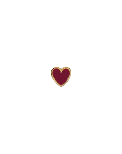 Stine A - Petit Love Heart Enamel Single Ørering - Burgundy/Guldfarvet